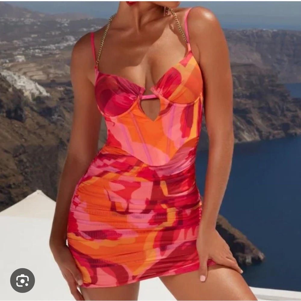 Oh Polly Pink and Orange Mini Dress